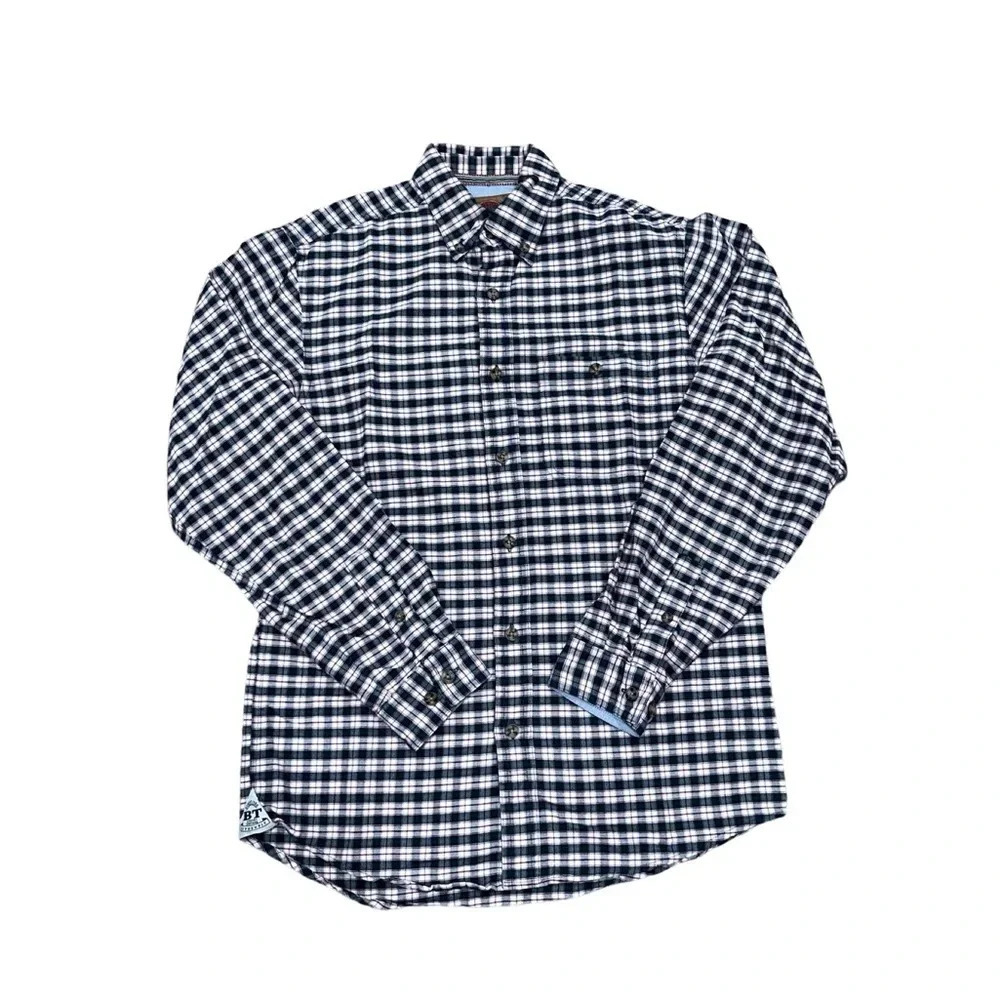 Boston Traders White and Red  Plaid Button Down Long Sleeve Dress Shirt Small